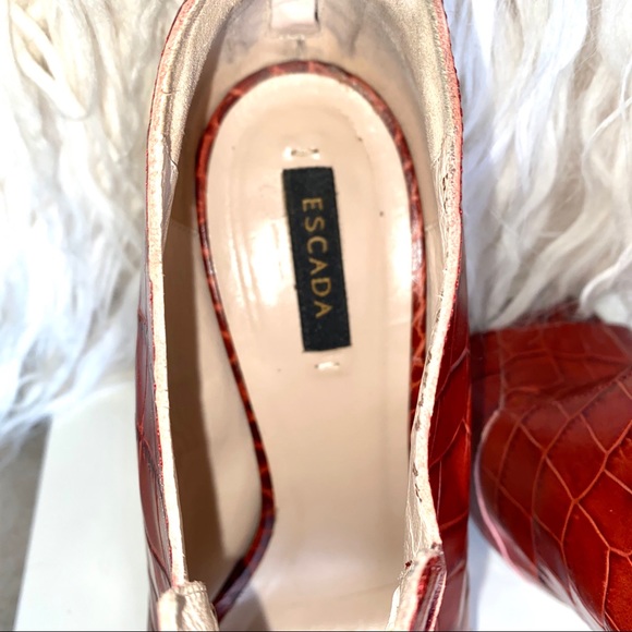 Escada Burnt Orange Prep Toe Bootie Size 39 - Picture 4 of 8